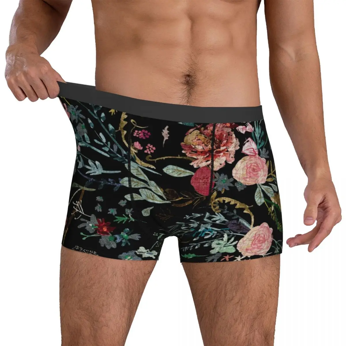 

Rose Underwear Midnight Floral Print Boxershorts Hot Men Panties Comfortable Shorts Briefs Birthday Gift