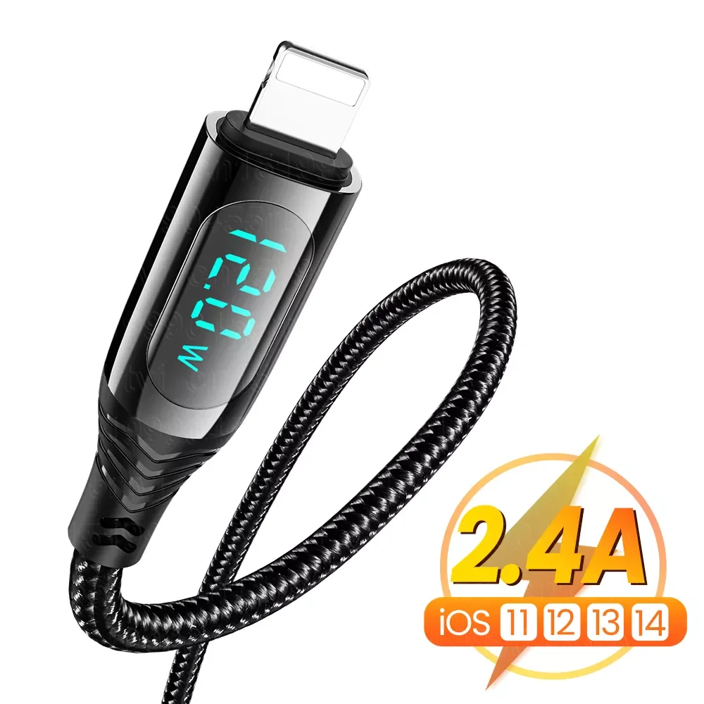 

2022NEW Display USB Cable for iPhone Fast Charging Charger USB A To Lightning Cable for iPhone 11 12 13 Pro Max Data Cable