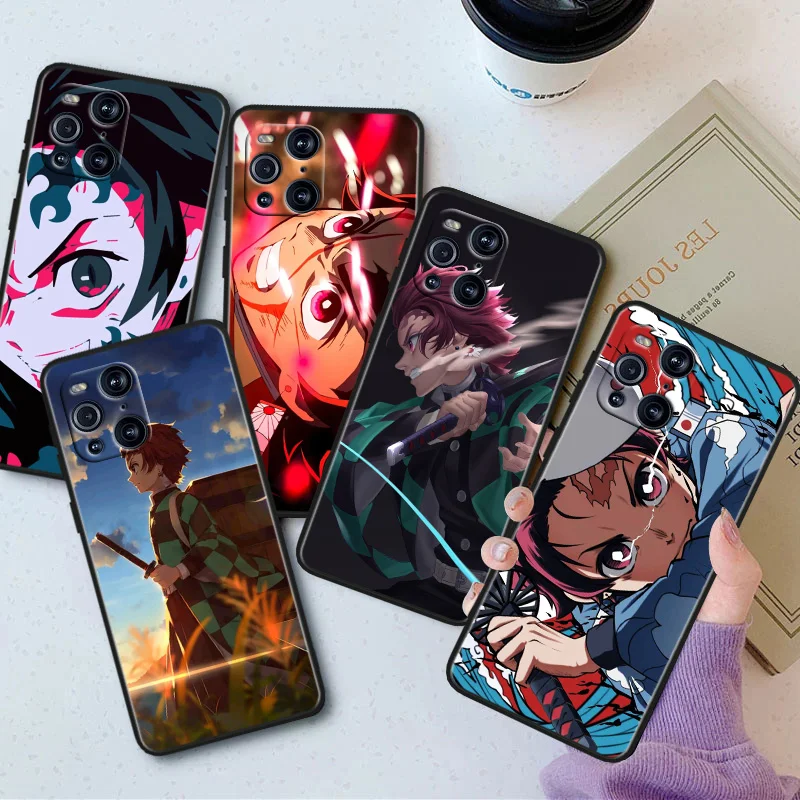 

Anime Demon Slayer Kamado Phone Case For OPPO Find X5 X3 X2 K10 F21S F21 F9 F7 F5 Neo Pro Lite Black Silicone Soft Cover