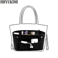 hhyukimi felt cloth inner bag women fashion handbag multi pockets storage cosmetic organizer bags luggage bags accessories