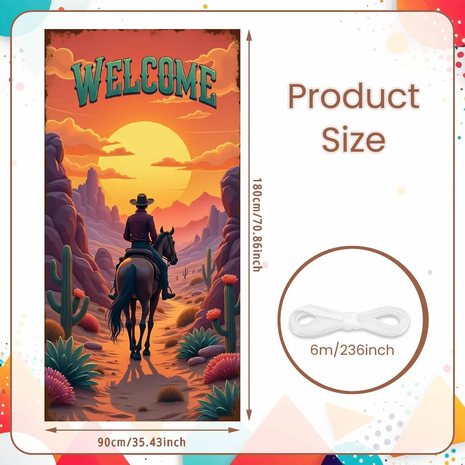 

Ковбойский фон для вечеринки, полиэстер, 180х90см