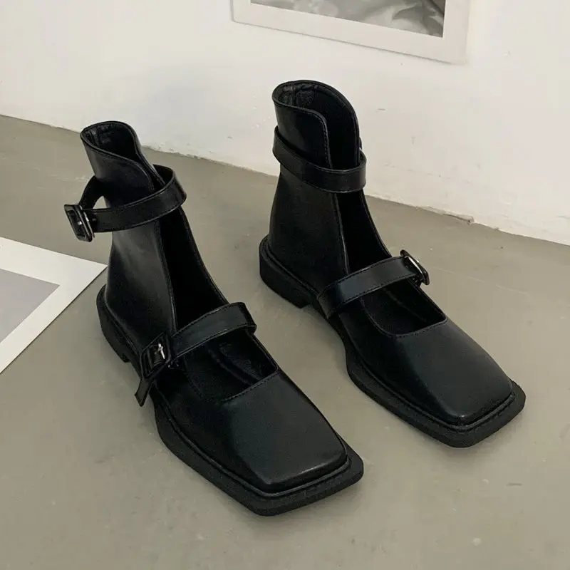 CINESSD 2022 Spring and Autumn New Special-Interest Design Personality Pumps Cool Trendy Square Toe Sandals Mary Jane Shoes