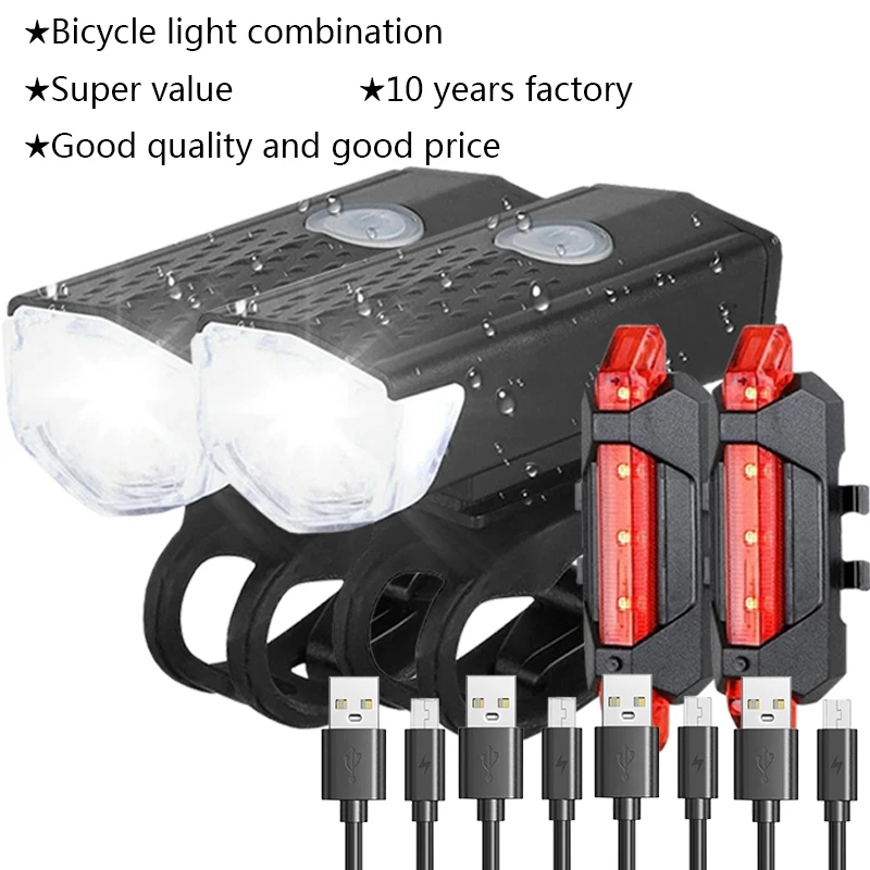 

USB Rechargeable Bike Light MTB Bicycle Front Back Rear Taillight Cycling Safety Warning Light Waterproof Bicycle Lamp