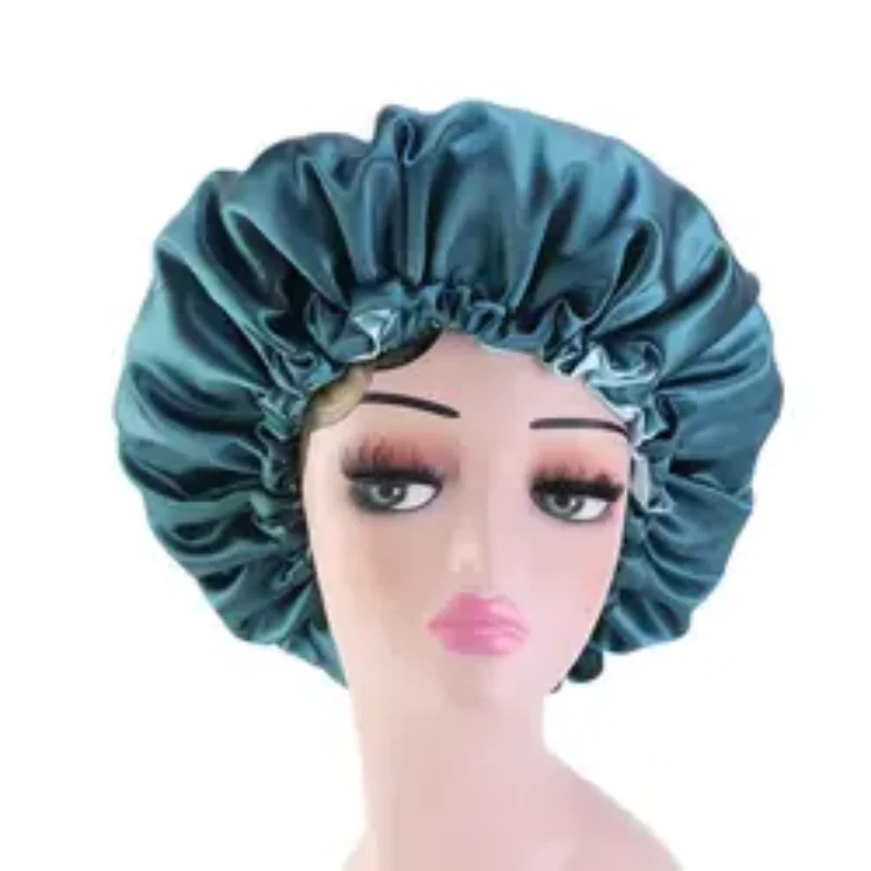 

New Solid Women Satin Bonnet Fashion Stain Silky Big Bonnet for Lady Sleep Cap Headwrap Hat Hair Wrap Accessories Wholesale