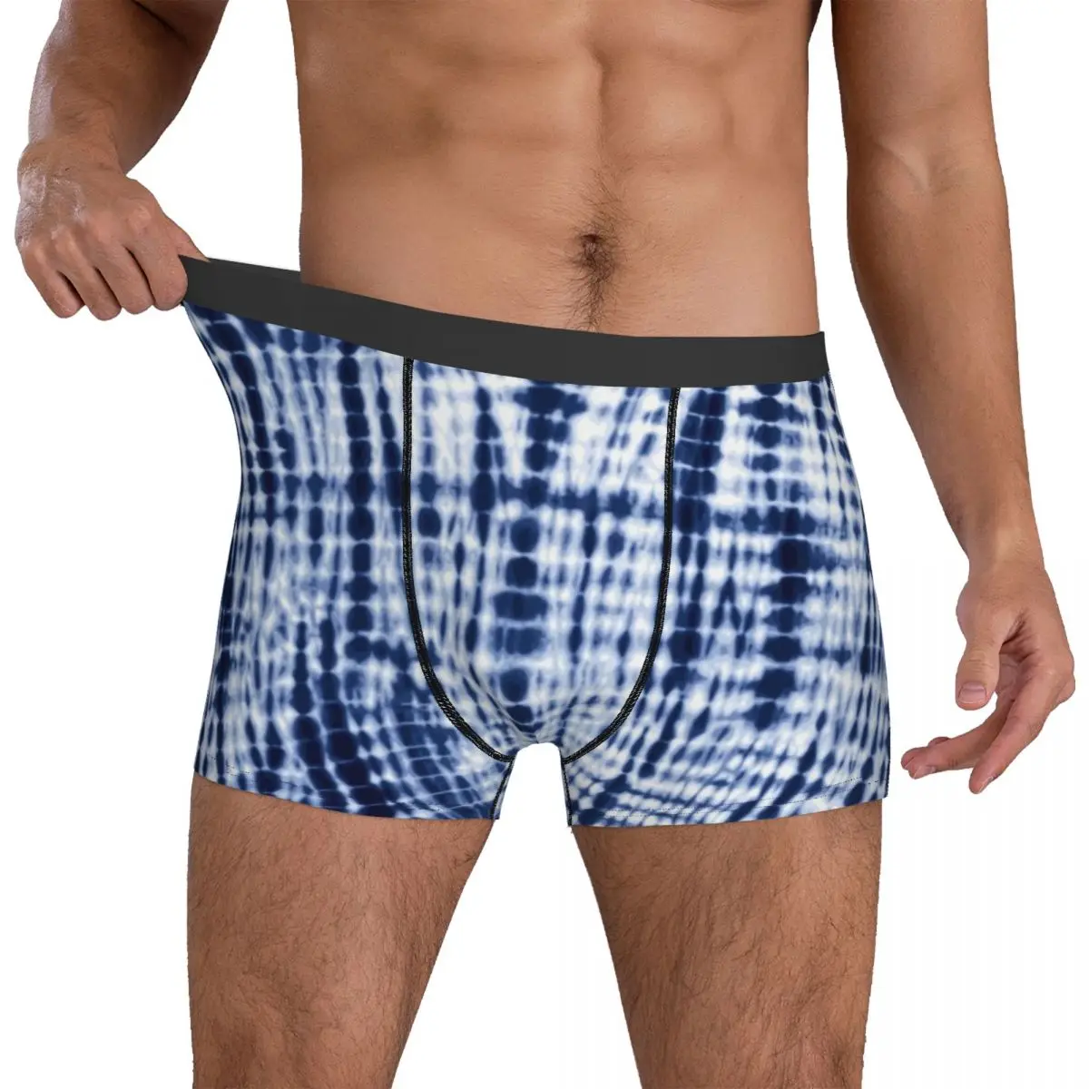 

Blue Tie Dye Pattern Underwear Artistic Vintage Print 3D Pouch Hot Sale Trunk Print Shorts Briefs Cute Men Underpants Plus Size