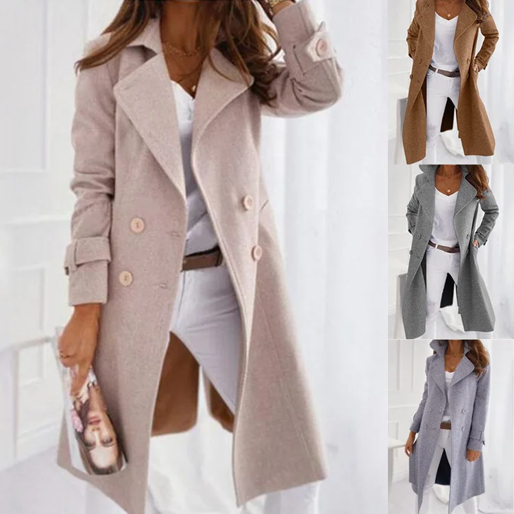 

Women's 2022 Winter Mid-Length Women's Coat Double Sided Slim Fit Wool Coat