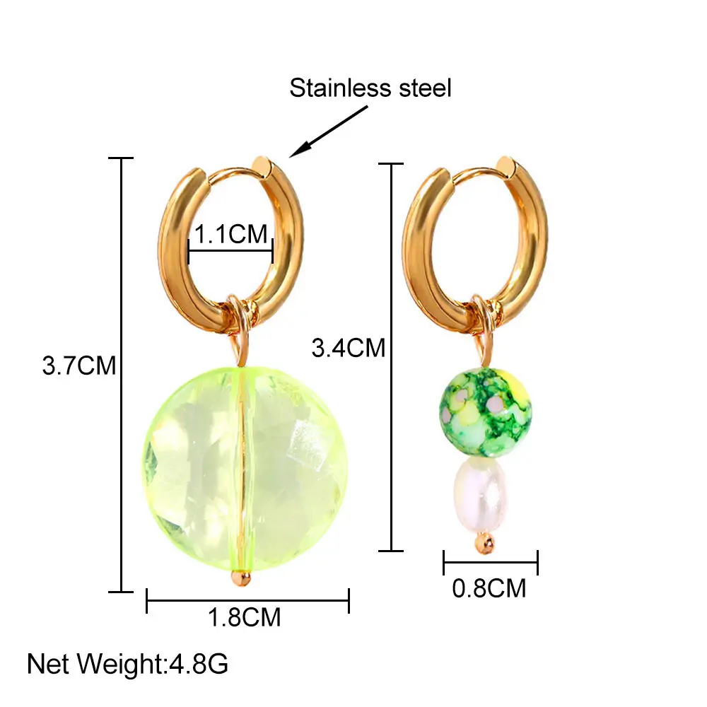 Женские серьги-кольца из нержавеющей стали с прозрачными бусинами - купить по