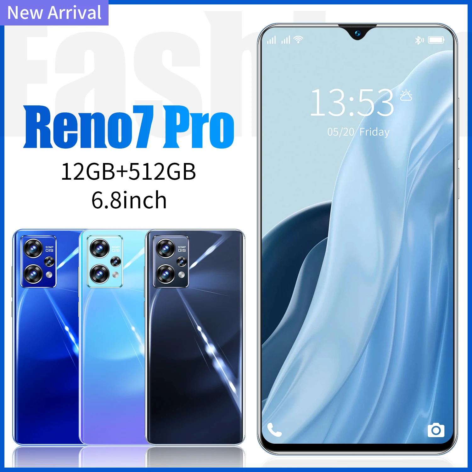 new smartphones reno7 pro 16gb ram 512gb rom android 11 mobile phones 6 8 inch celulares global version cellphone realme free global shipping
