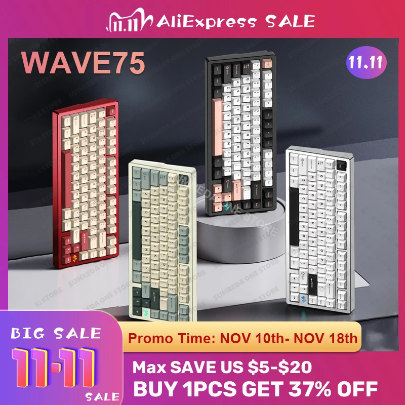 Механическая клавиатура PMO WAVE75 беспроводная трехрежимная прокладка