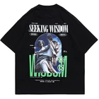 Футболка мужская оверсайз, уличная одежда в стиле хип-хоп, с рисунком статуи, постером и графическим принтом, футболка в стиле унисекс, Харадзюку, лето