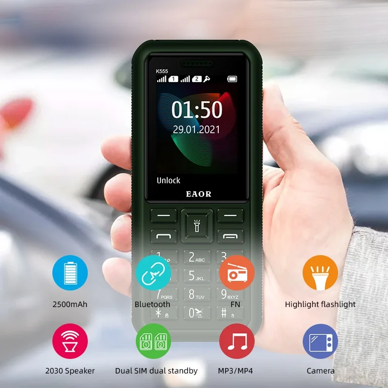 eaor ip67 waterproof rugged phone dual sim 2500mah big battery feature phones with mosquito repellent lamp flashlight bar phone free global shipping