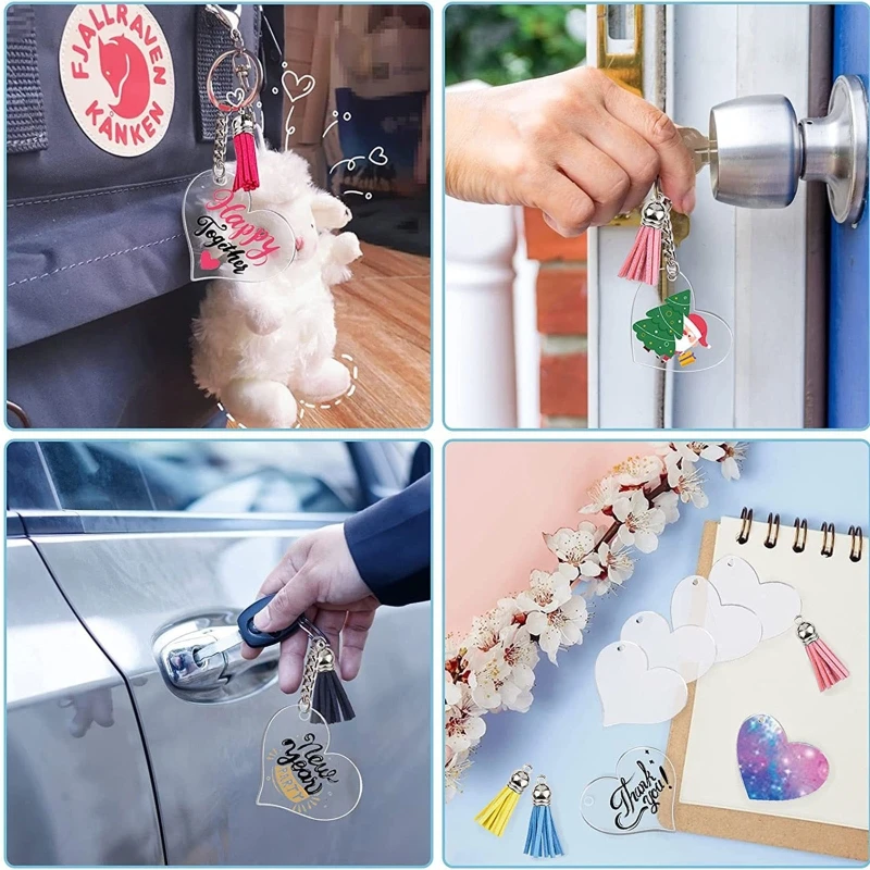 

160Pieces/set Acrylic Transparent Discs Heart Acrylic Keychain Blanks Charms