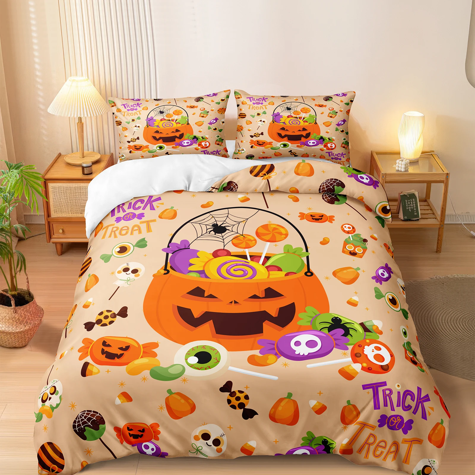 Современный стиль комплект пододеяльников из микрофибры для Хэллоуина