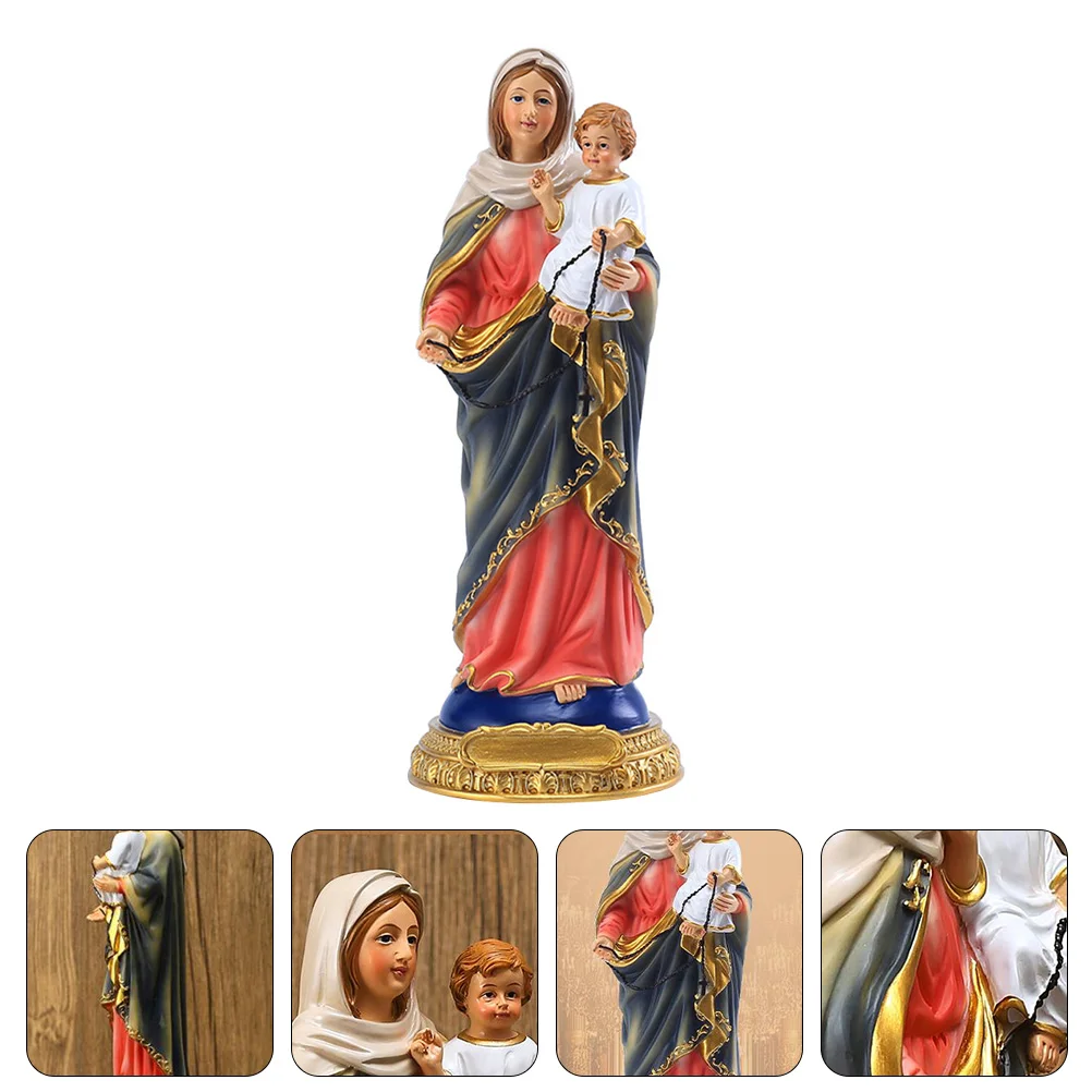 

Virgin Mary Holding Baby Statue Ornament Religious Decor Church Decorative Accessories