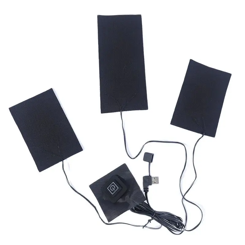 

3 in 1 USB Heated Pads Waterproof Carbon Fiber Temperature Adjustable Foldable for Vest Jacket Clothes Heating Winter Warmer Pad