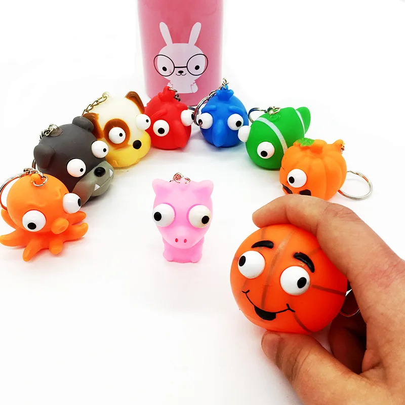 

5Pcs Party Favors Soft Squeeze Anti Stress Toy Pop Out Eyes Kids Birthday Small Gift Giveaway Pinata Fillers Keychain Carnival