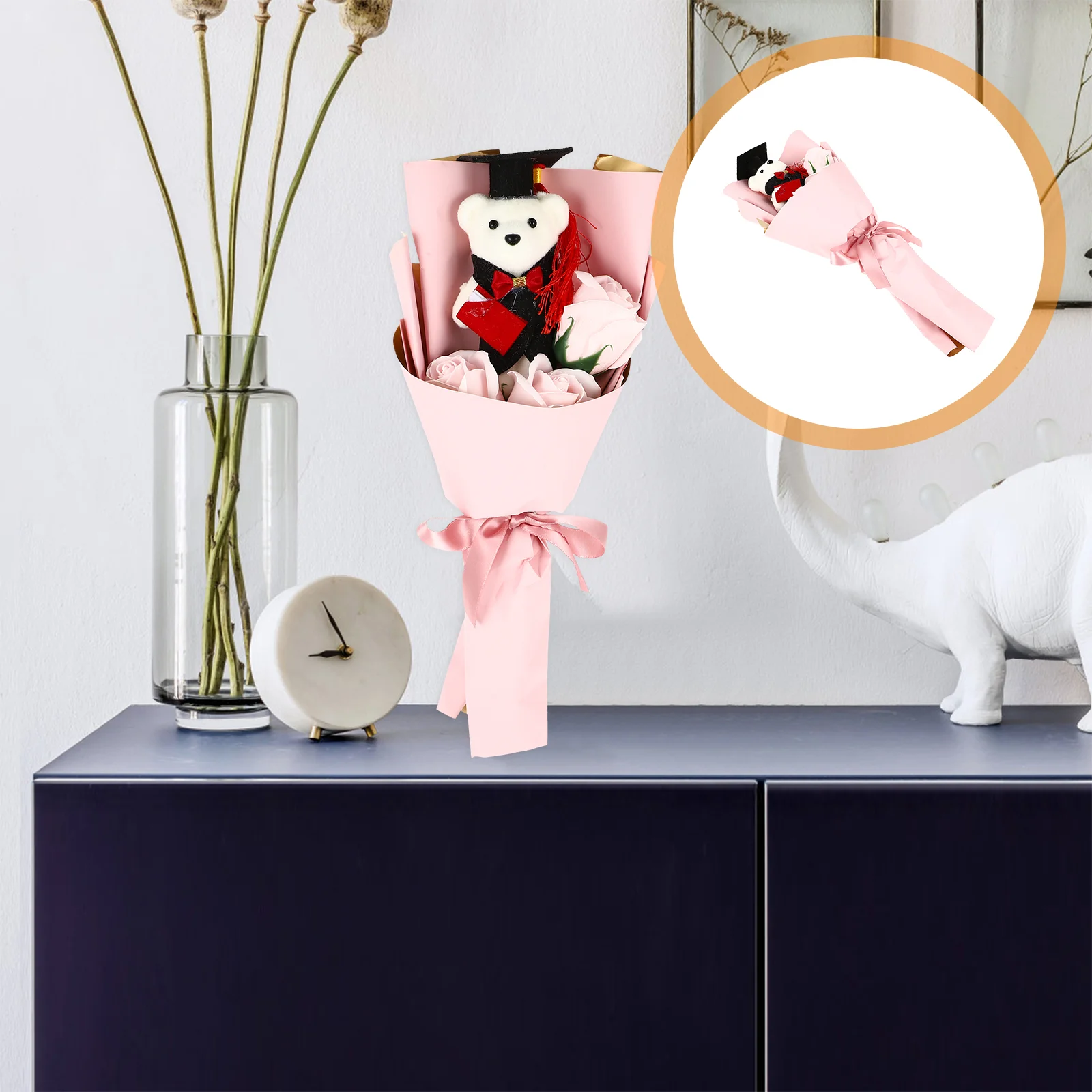 

Плюшевый искусственный букет Роза медведь Выпускной цветочные композиции подарок