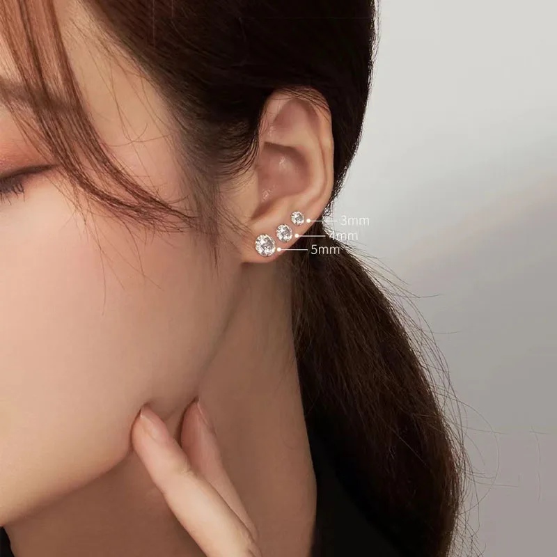 

1 Pair G23 Titanium ASTM F136 Hypoallergenic Studs Earrings with 3 MM 4 MM 5MM Zircon Stone G20 11MM Length Piercing Jewelry