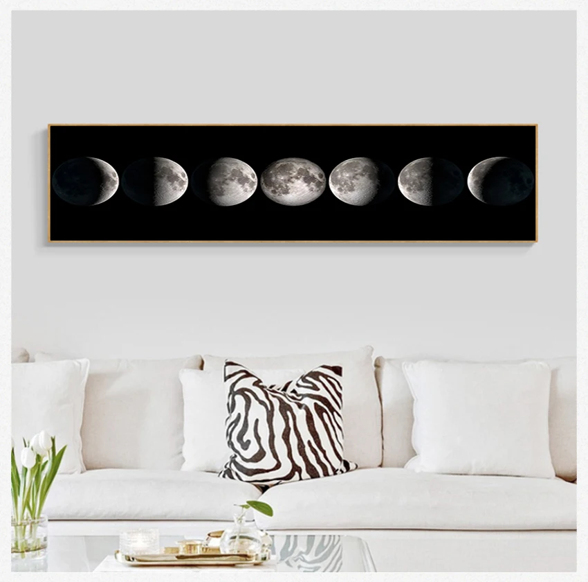 

Universe Wall Picture Long Banner Print Living Room Bedroom Decoration Eclipse of The Moon Canvas Poster Minimalist Art Painting