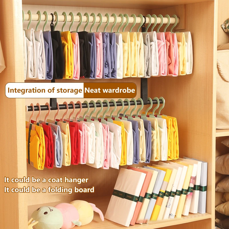 

1/5pcs Clothes Folding Board hanger Quick Folding Jeans Coat Organizer Rack T Shirts Dress Clothes Stacking Board With Hook