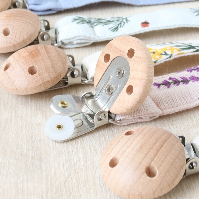 

Wooden Cotton Pacifier Clip for Baby Girl Boy Infant Babies Soother Chain Holder