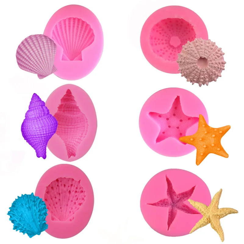 Cartoon Ocean Series Fondant Shell Conch Cake Silicone Mold Candy Chocolate Mold DIY Baking Decorating Tool Clay Resin Art