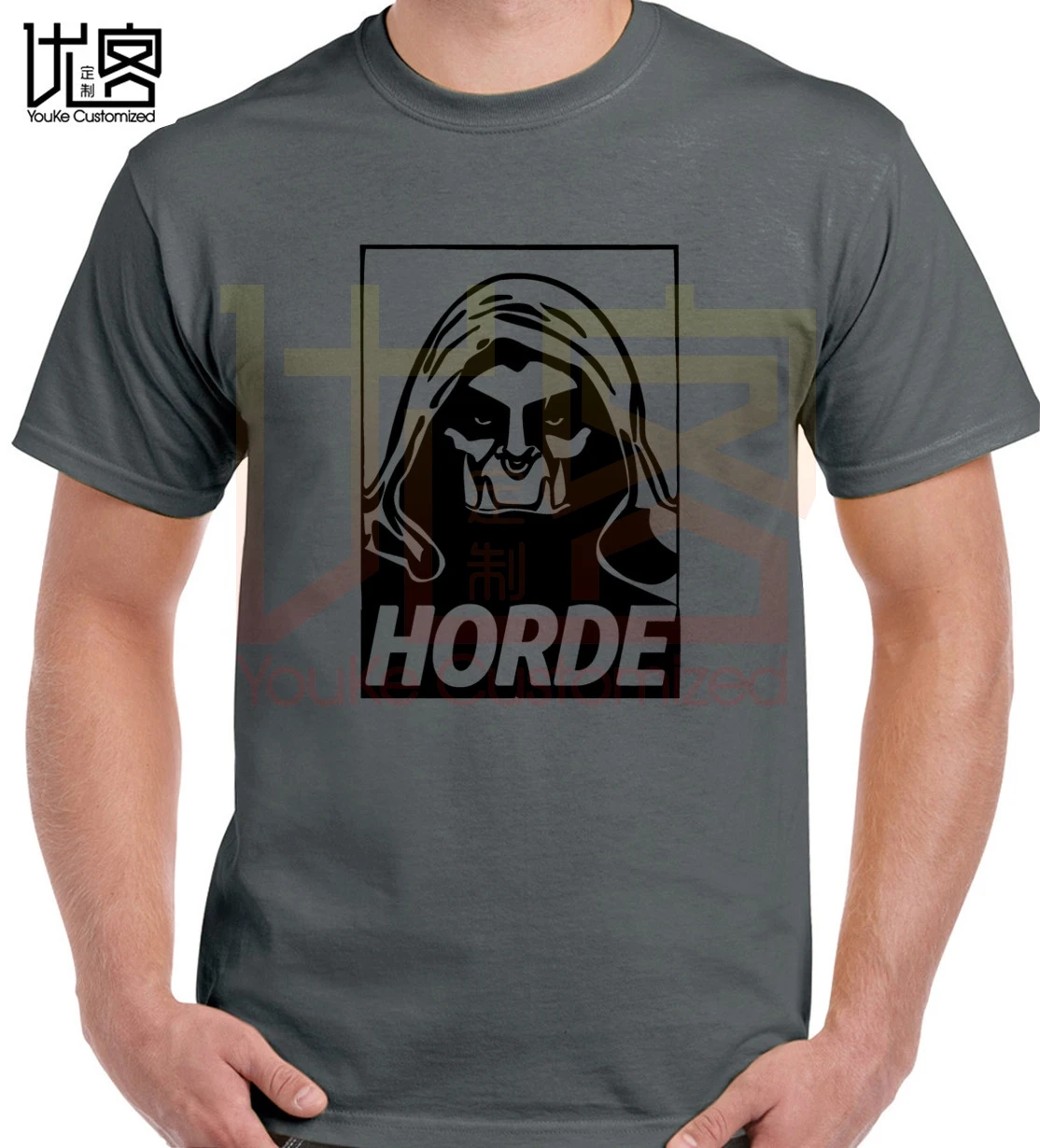 HORDE hooded orc chief T-Shirt World Of Warcraft men's women's 100% cotton short sleeves tops tee printed casual t-shirt |