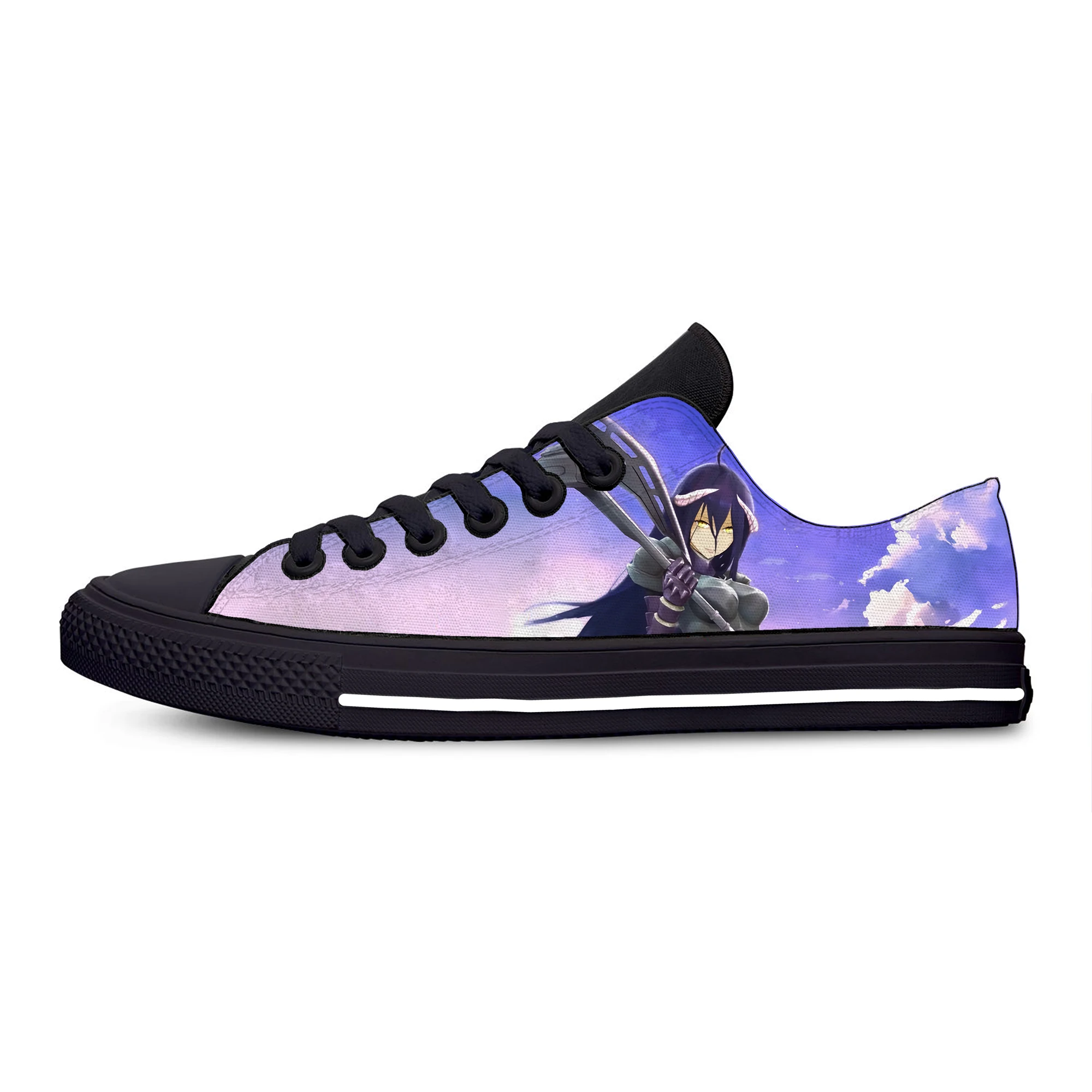 

Japanese Anime Manga Cartoon Comic Overlord Albedo Casual Cloth Shoes Low Top Lightweight Breathable 3D Print Men Women Sneakers