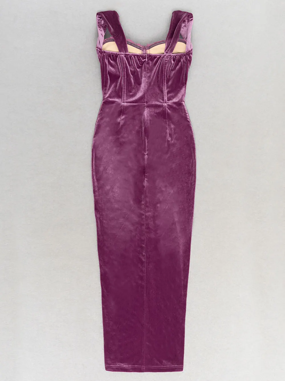 2024 Сексуальное Женское фиолетовое бархатное платье с облегающим кружевом без