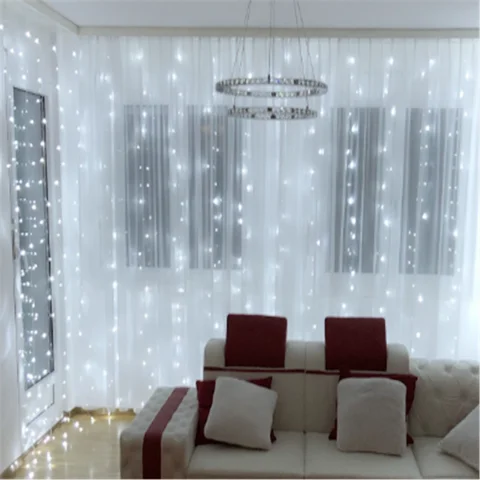 YEMTCLR светодиодная гирлянда-занавеска 6*2.5 м 480LED 8 режимов теплый/холодный белый 220V