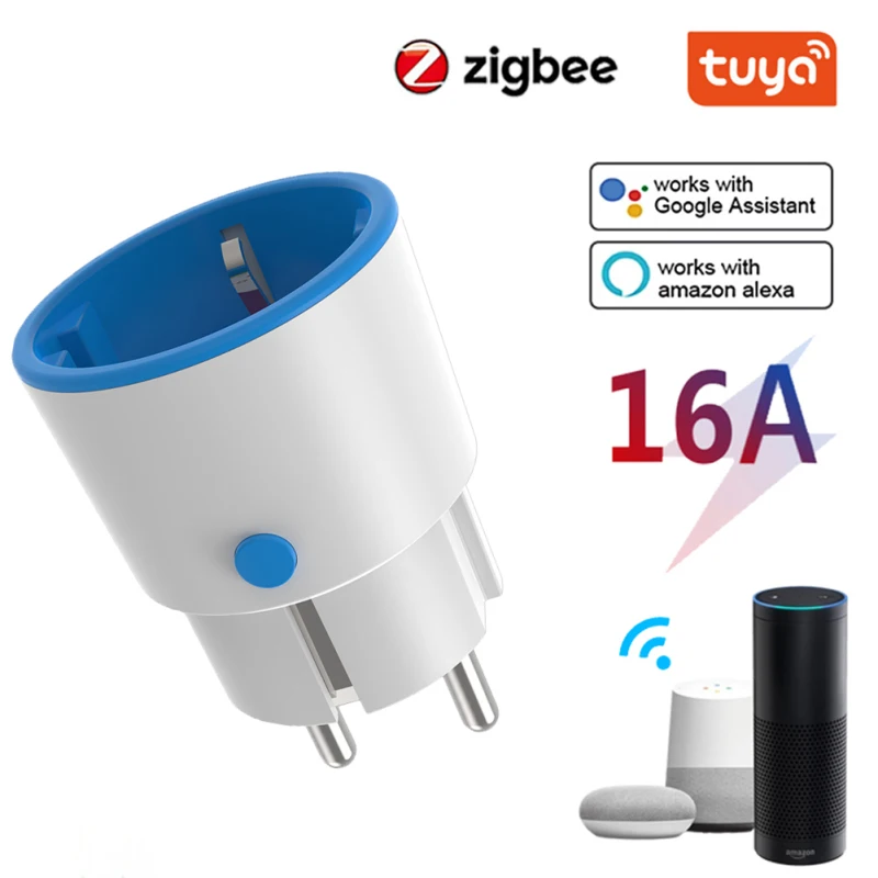 

Tuya Smart Zigbee 3.0 Power Plug 16A EU Outlet 3680W Meter Remote Control Work With Zigbee2mqttt And Home Assistant Tuya Hub