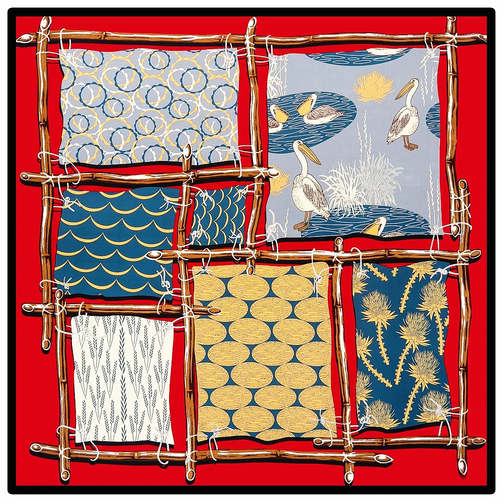 Шелковый шарф POBING женские Большие шали с принтом замка квадратная бандана