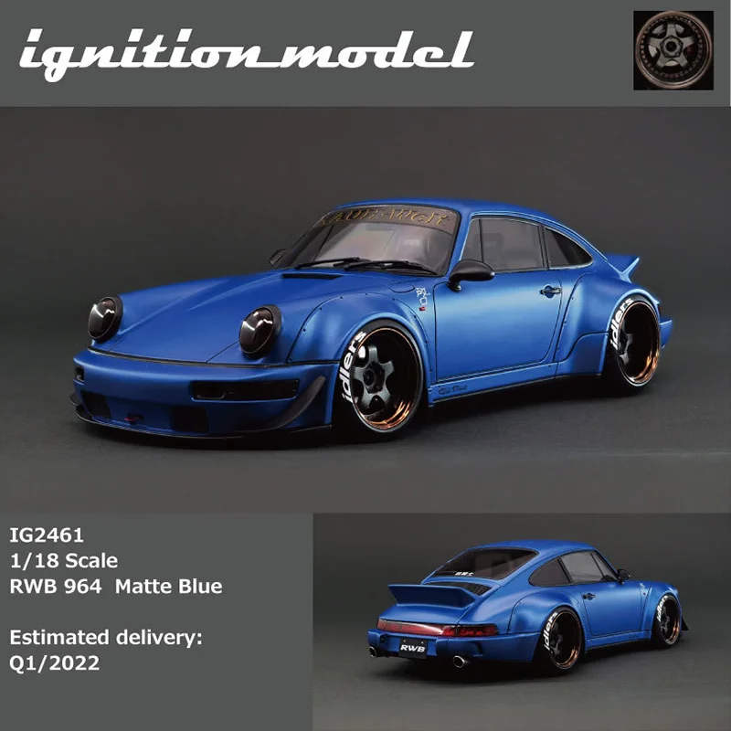 

IG 1:18 RWB 964 Matte Blue Ducktail Racing Knight Resin Alloy Diorama Collection Of Car Models Miniature Toys