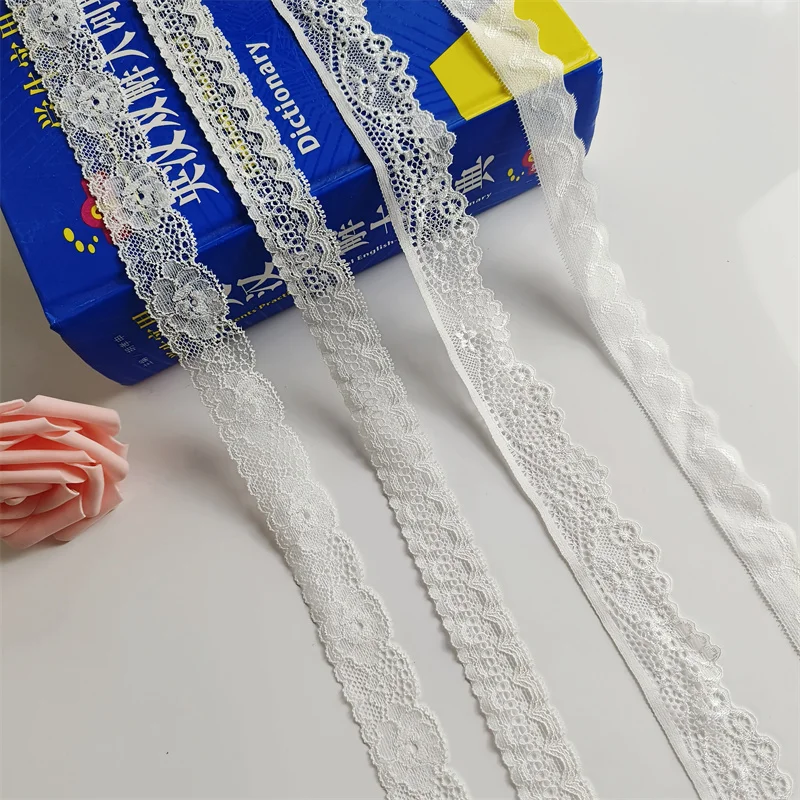 

2023 3CM Nigerian Elastic Lace Fabric 2021 High Quality Ribbon Manualidades Costura Tricots Diy Used For Underwear Material