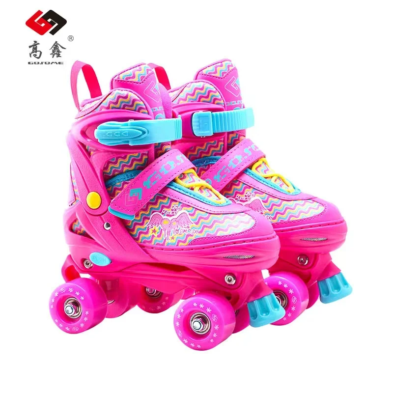 Factory Direct Sales Children Kids Full Set of Four-size Adjustable Figure Roller Skates Double Row Shoes  Patines With 4 Wheels