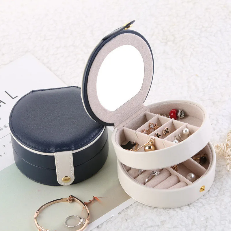 Layered Travel Jewelry Box Storage PU Leather Organizer Portable Rings Earrings Necklace Jewelry Wedding Organizer Display Box