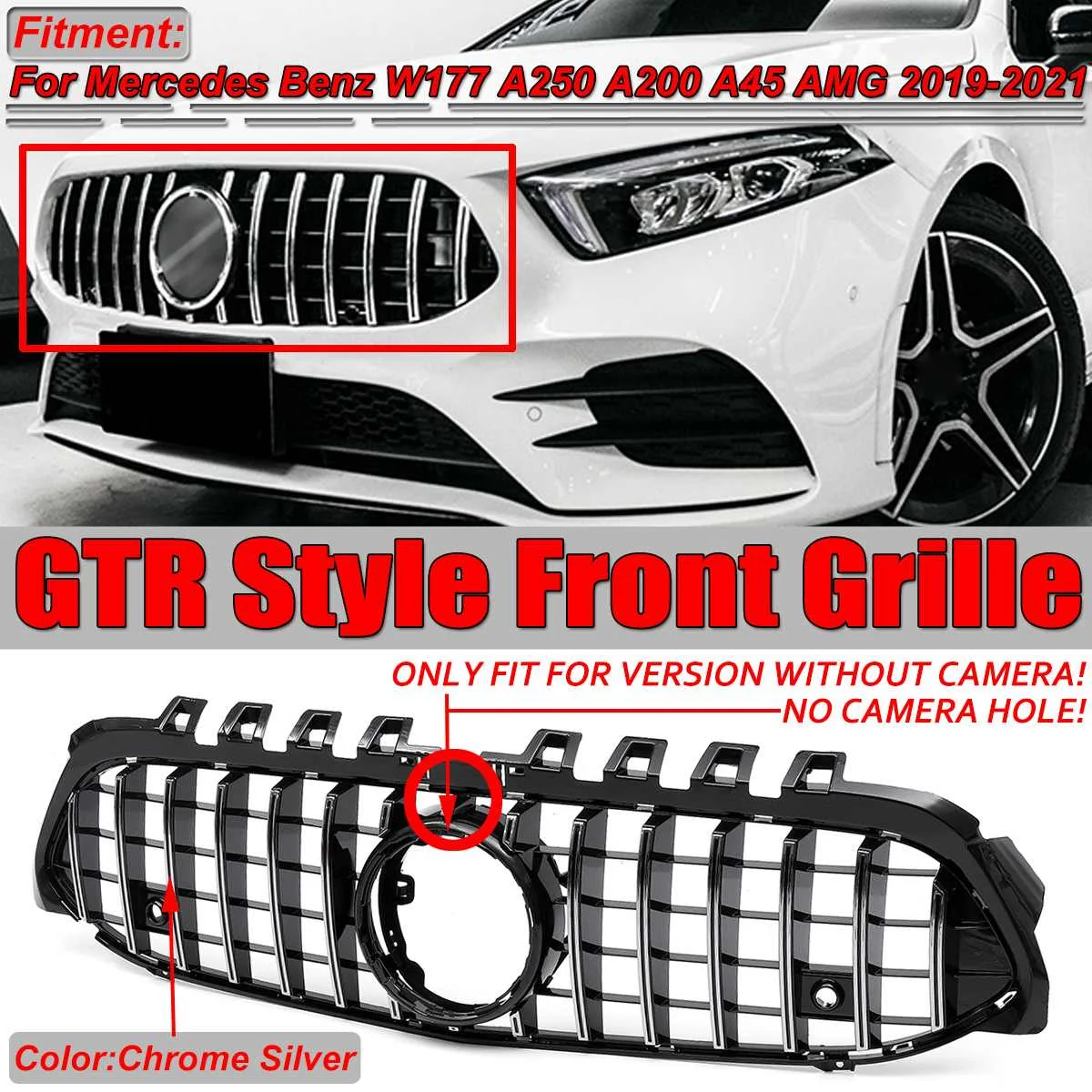 

High Quality Car Front Bumper Radiator Grille Grill For Mercedes For Benz W177 A250 A200 A45 For AMG 2019 Racing Grills Trim