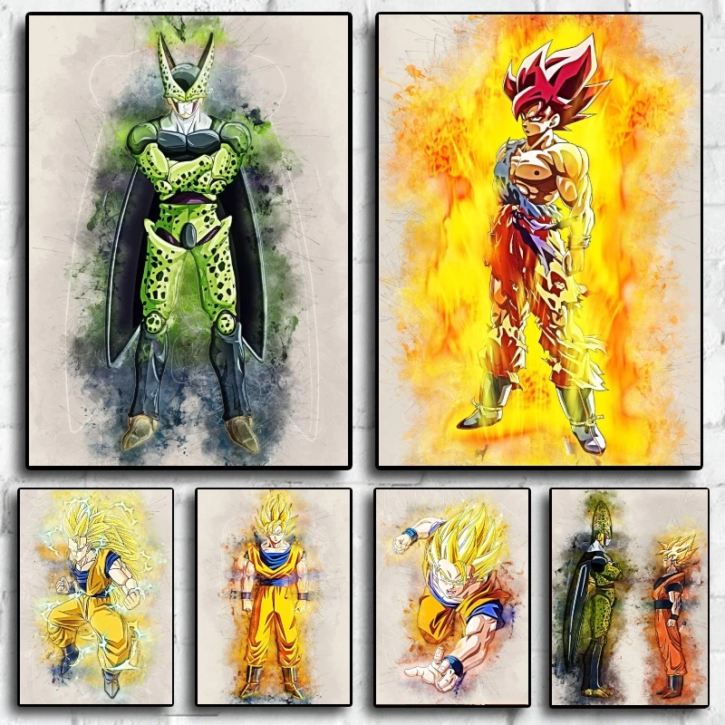 Canvas Painting Classic Anime Dragon Ball Sharu Son Goku Wall Art Picture Decor Aesthetic Suitable for Bathroom Decoration