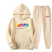 2022 new brand trapstar printed sportswear men 14 colors warm two pieces set loose hoodie sweatshirt pants set hoodie jogging