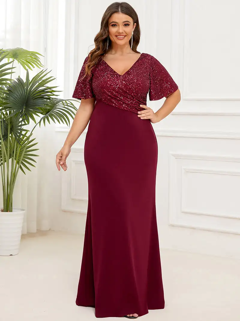 

Plus Size 9XL Women's Dresses Sweetheart Neck Split Evening Dresses 2023 Ever Pretty of Fishtail Burgundy Bridesmaid Dress