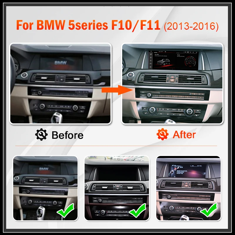 Автомагнитола для BMW F10 F11 2010-2016 5 Series 8-Core 2 DIN Android 12 мультимедийный плеер навигация