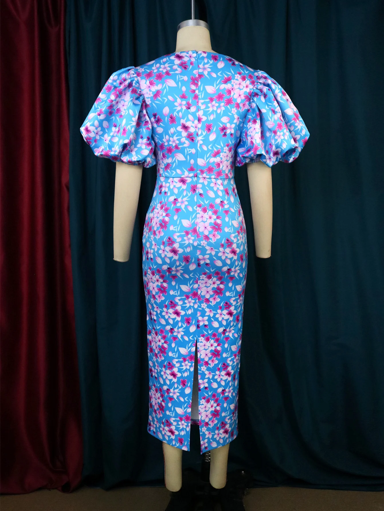 Plus Size Women Dreeses Spring New Lantern-sleeve One-step Dress Commuter Style High Waist Plum Blossom Print Elegant Dress