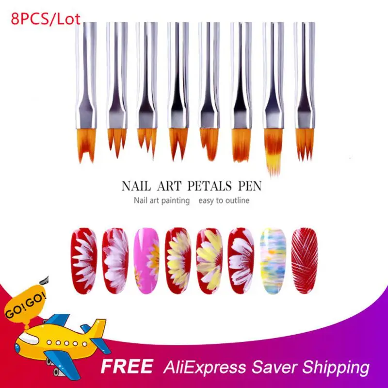 

Набор кистей для дизайна ногтей, 8 шт./лот, набор кистей для рисования ногтей с УФ-гелем, ручка для рисования цветов, кисть для рисования акриловым гелем для ногтей, лайнер, инструменты для творчества