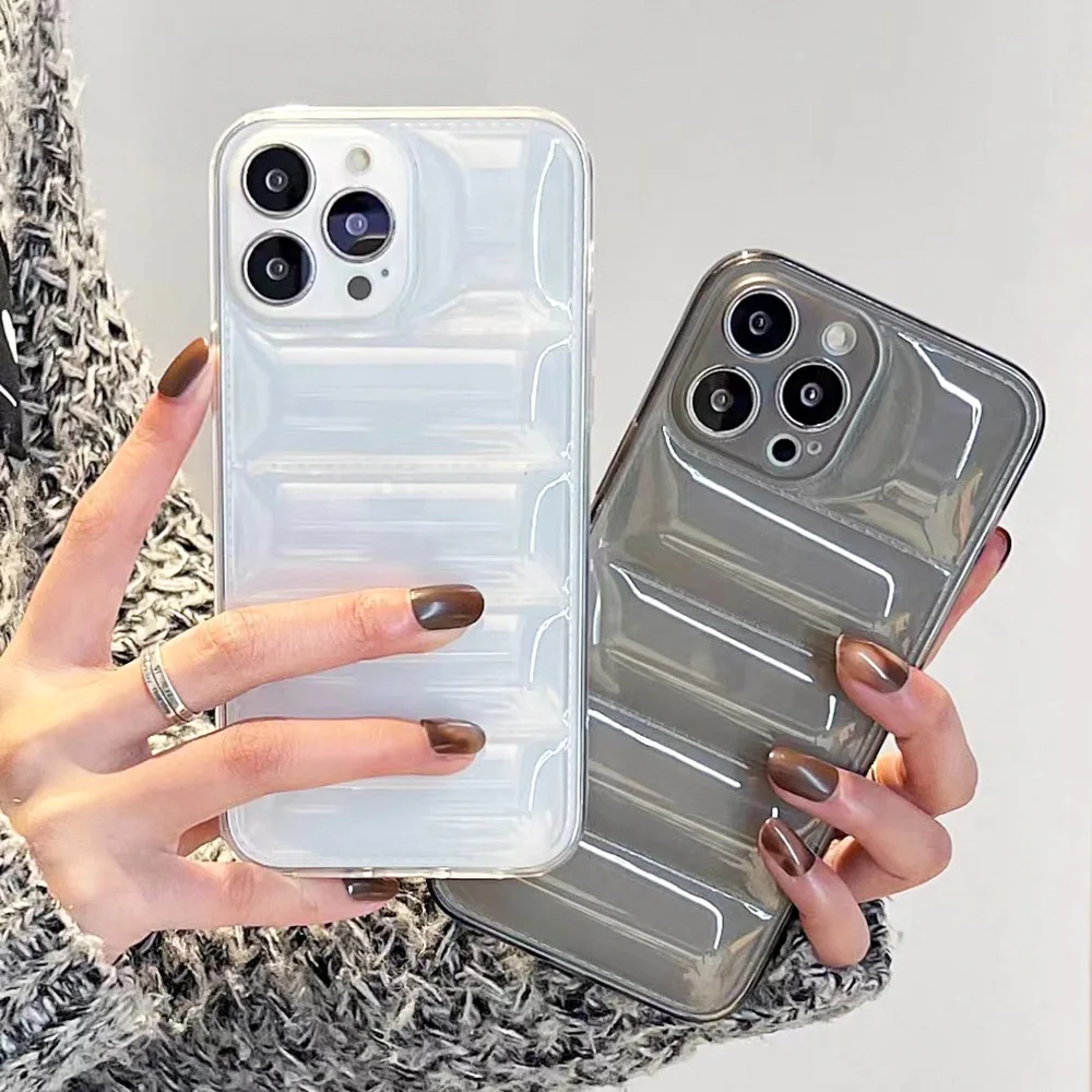 

Transparent The Puffer Case For Iphone 13 Cover Iphone 11 12 Pro Max XR X Xs Max Coque Silicon Funda Soft Back Down Jacket Shell