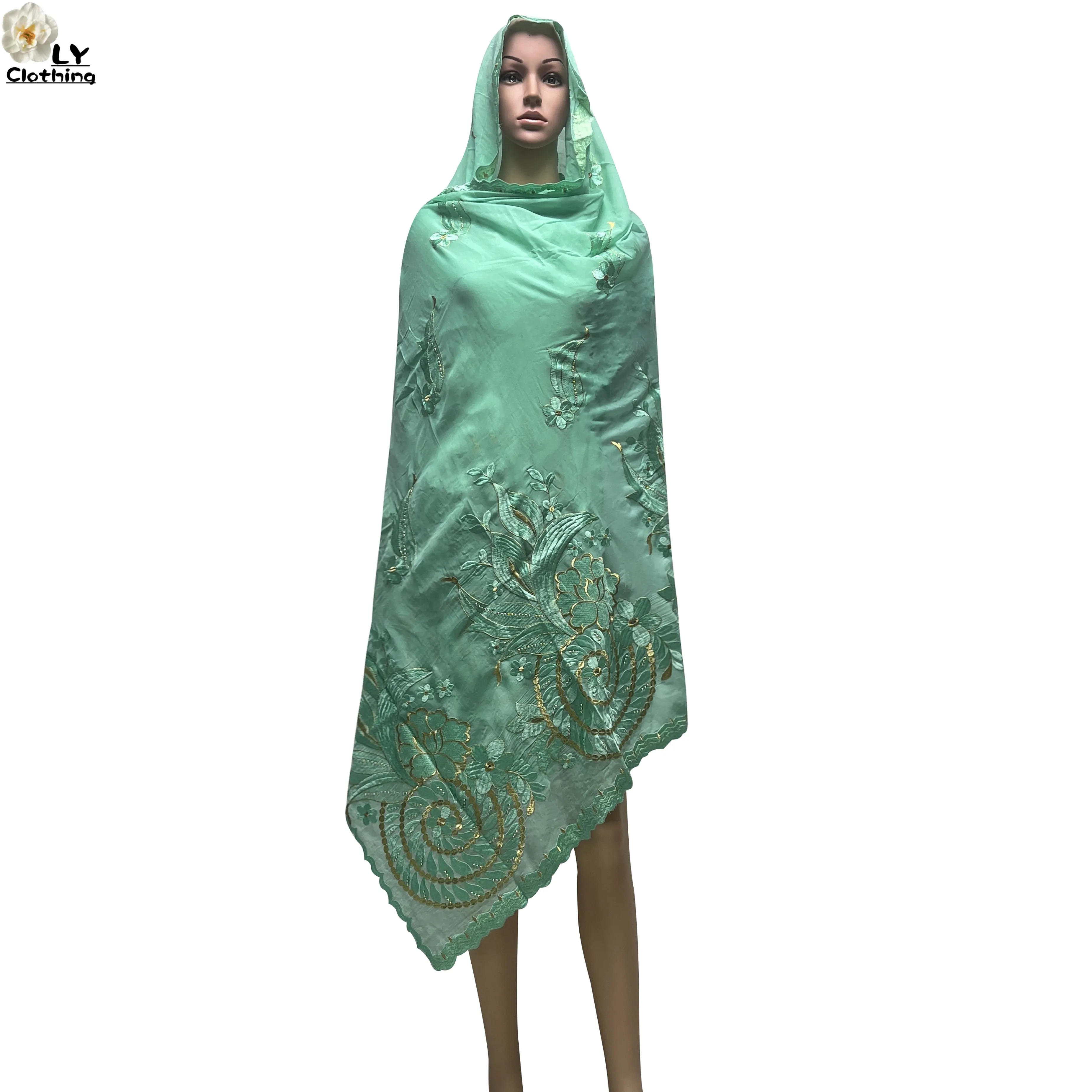 Новейший высококачественный шарф из 100% хлопчатобумажной ткани с вышивкой 2024