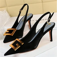 bigtree shoes metal kitten heels hollow high heels woman pumps sexy party shoes women heels stiletto women sandals plus size 43