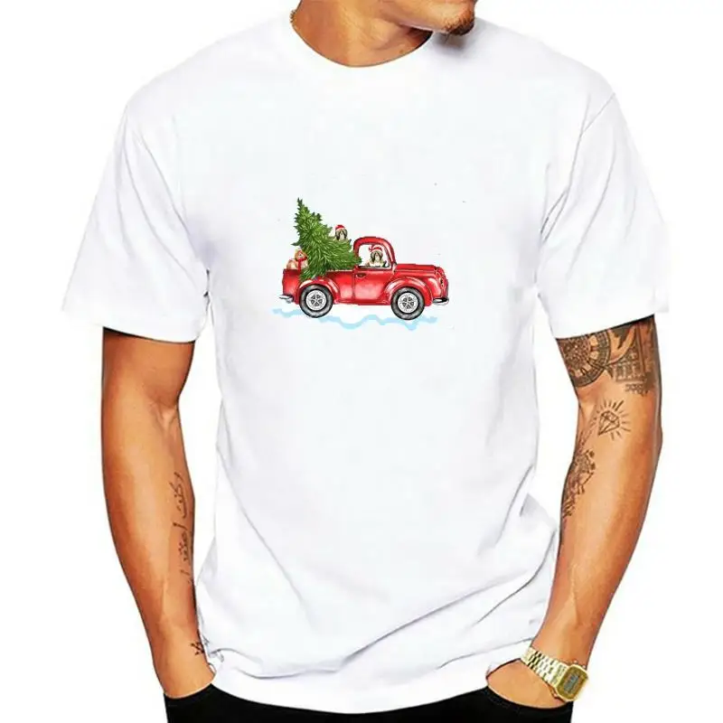 

Женские хлопковые топы, Рождественская Футболка с принтом собаки, автомобиля, женская футболка с мультяшным принтом, женские футболки больших размеров с коротким рукавом и графическим принтом