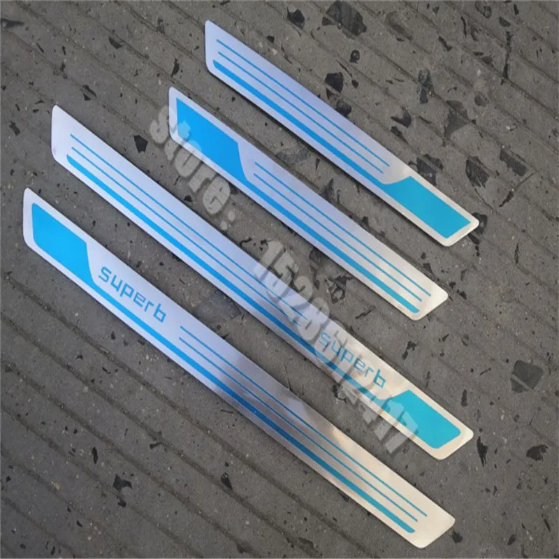 

Car Styling For Skoda Superb 2016 2017 2018 2019 Stainless Steel Door Sill Scuff Plate Guard Kick Pedal Sticker Original factory