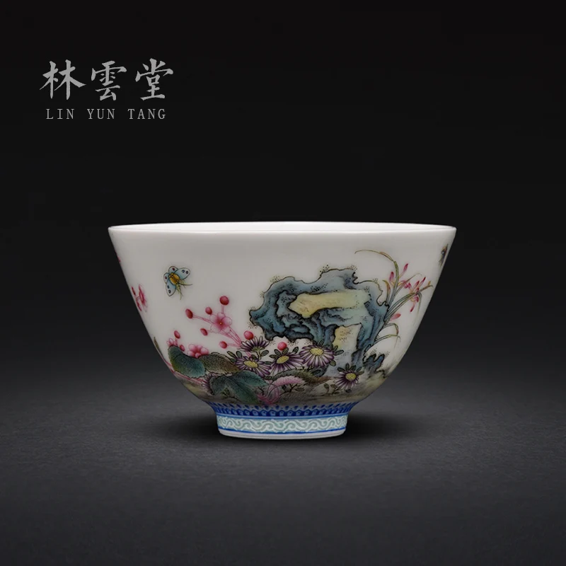 

|Lin Yuntang hand-painted colored enamel master cup single cup jingdezhen ceramic LYT9046 kung fu tea cup by hand