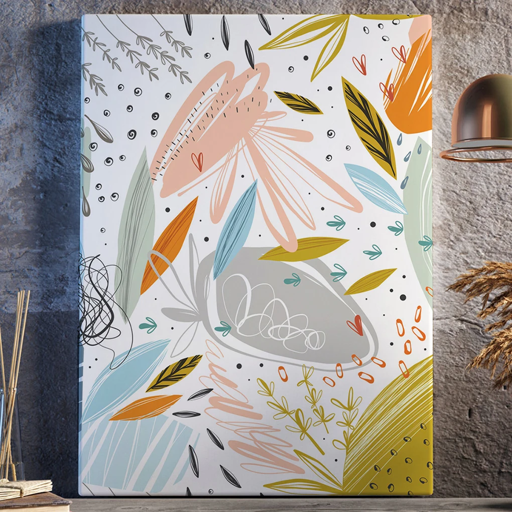 

2 Pieces Paintings Flowers Printing with Frame Canvas Hanging Picture Waterproof Bright in Color Detachable Decorative Pictures